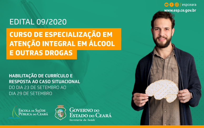 Etapa única da seleção para Curso de especialização em Atenção Integral em Álcool e outras Drogas segue até 29/09