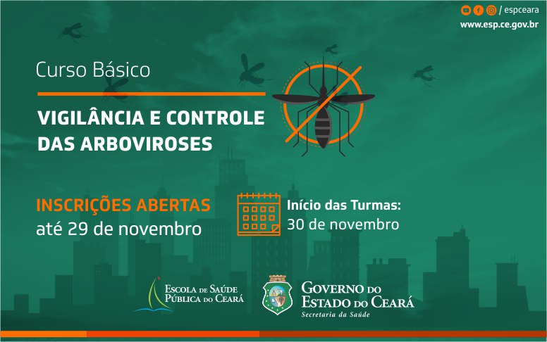 Inscrições para Curso Básico de Vigilância e Controle das Arboviroses seguem até 29/11