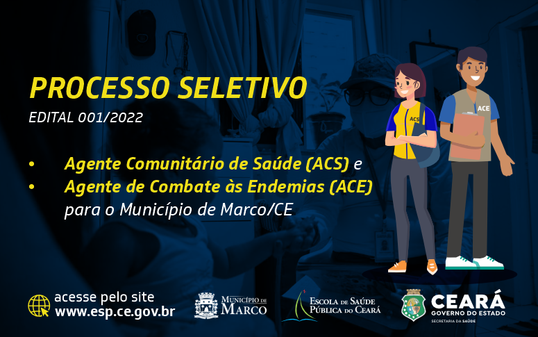 Prefeitura de Marco (CE) abre concurso público para Agente Comunitário de Saúde (ACS) e Agente de Combate às Endemias (ACE)