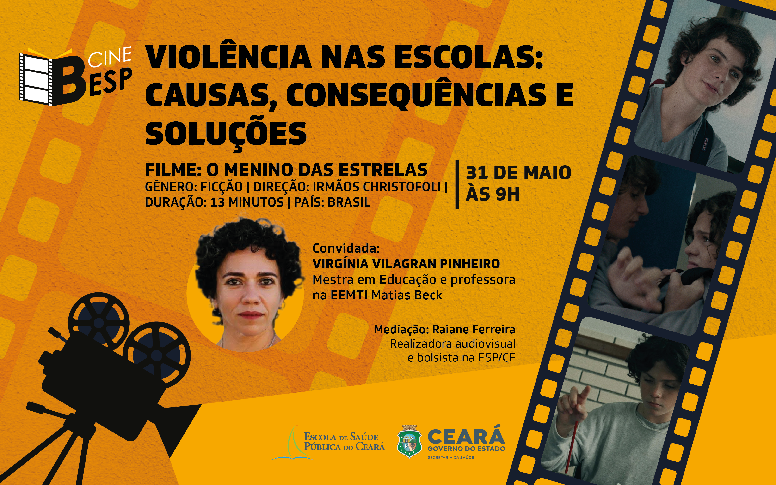 ESP/CE realiza cineclube sobre causas, consequências e soluções para a violência escolar; evento gratuito acontece na quarta (31)